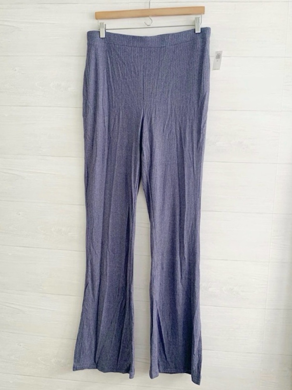 NWT Old Navy - Blue heather ribbed flare legging pull on pants, L Tall